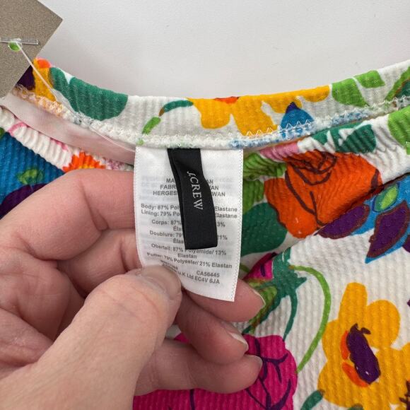 J.Crew Bandeau One-Piece Swim Suit Vibrant Garden Piqué Womens Plus 16 White NEW - Picture 8 of 10